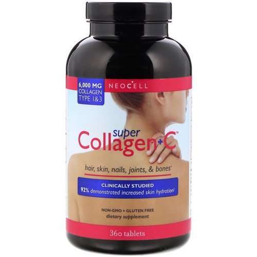 Neocell, Super Collagen+C, Type 1 & 3, 6,000 mg, 360 Tablets فوائد