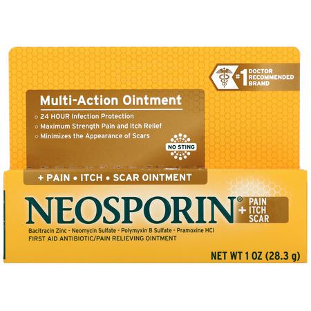 Neosporin, Multi-Action, Pain - Itch- Scar Ointment, 1.0 oz (28.3 g):حكة في الجلد, جافة