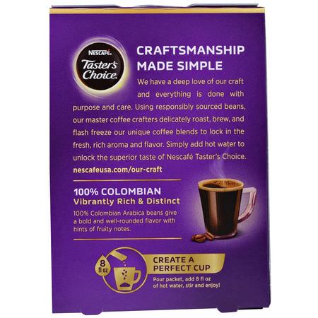 Nescafe, Taster's Choice, Instant Coffee, 100% Colombian, 16 Single Serve Packets, 0.1 oz (3 g) Each:قه,ة محمصة مت,سطة, قه,ة ف,رية