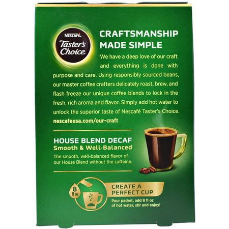 Nescafe, Taster's Choice, Instant Coffee, Decaf House Blend, 16 Single Serve Packets, 0.1 oz (3 g) Each:قه,ة ف,رية