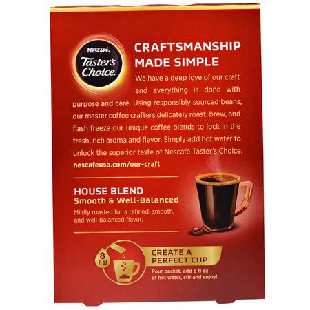 Nescafe, Taster's Choice, Instant Coffee, House Blend, 18 Single Serve Packets, 0.1 oz (3 g) Each:قه,ة ف,رية