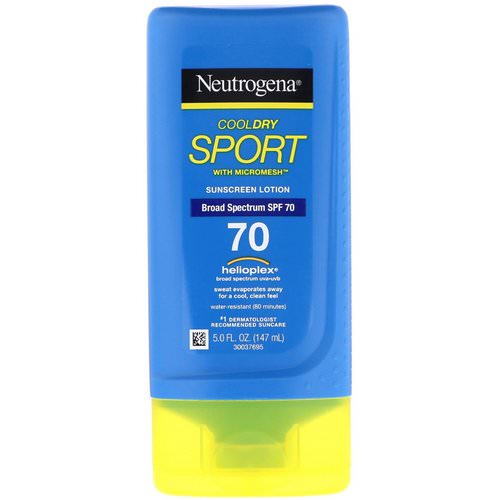 Neutrogena, CoolDry Sport with Micromesh, Sunscreen Lotion, SPF 70, 5.0 fl oz (147 ml) فوائد
