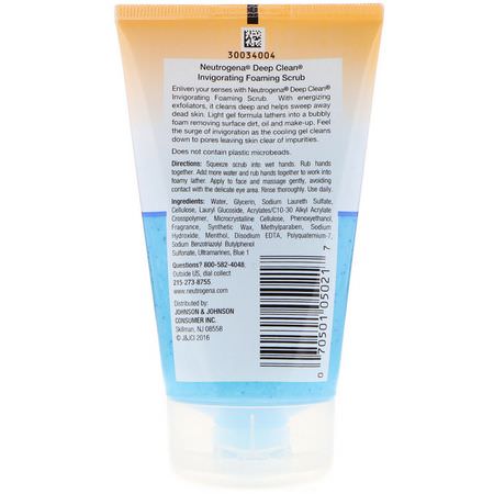 Neutrogena, Deep Clean, Invigorating Foaming Scrub, 4.2 fl oz (124 ml):الدعك, المقشرات