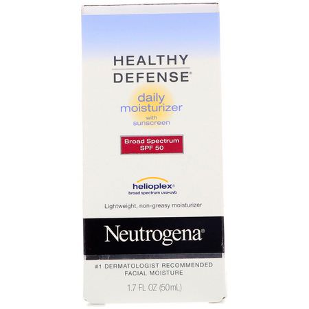 Neutrogena, Healthy Defense, Daily Moisturizer with Sunscreen, Broad Spectrum SPF 50, 1.7 fl oz (50 ml):مرطبات الي,م, الكريمات