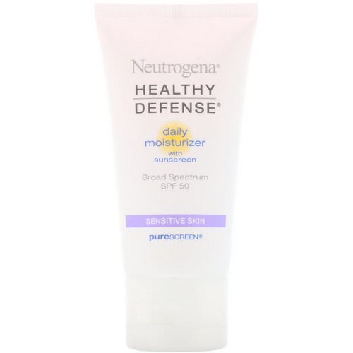 Neutrogena, Healthy Defense, Daily Moisturizer with Sunscreen, Broad Spectrum SPF 50, Sensitive Skin, 1.7 fl oz (50 ml) فوائد