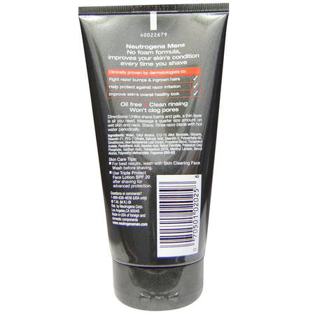 Neutrogena, Men, Skin Clearing Shave Cream, 5.1 fl oz (150 ml):كريم الحلاقة للرجال, العناية باللحية