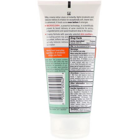 Neutrogena, Oil-Free Acne Stress Control, Power-Cream Wash, 6 fl oz (177 ml):حمض الساليسيليك, المنظفات