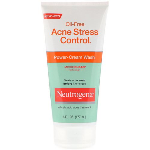 Neutrogena, Oil-Free Acne Stress Control, Power-Cream Wash, 6 fl oz (177 ml) فوائد