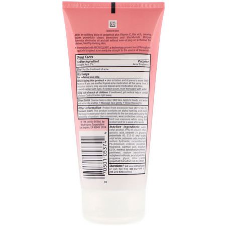 Neutrogena, Oil-Free Acne Wash, Pink Grapefruit Cream Cleanser, 6 fl oz (177 ml):حمض الساليسيليك, المنظفات