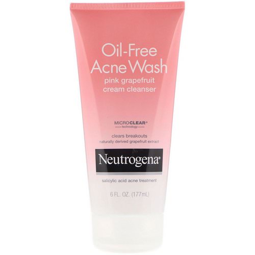 Neutrogena, Oil-Free Acne Wash, Pink Grapefruit Cream Cleanser, 6 fl oz (177 ml) فوائد