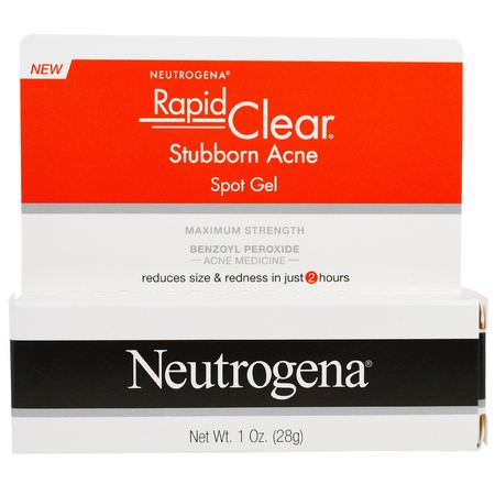 Neutrogena, Rapid Clear, Stubborn Acne Spot Gel, Maximum Strength, 1 oz (28 g):عيب, حب الشباب