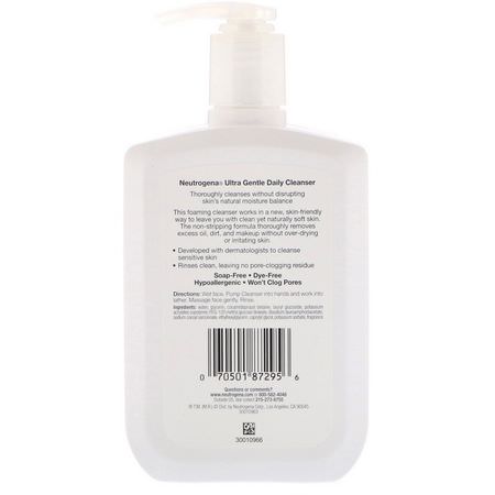 Neutrogena, Ultra Gentle, Daily Cleanser, Foaming Formula, 12 fl oz (354 ml):المنظفات, غسل ال,جه