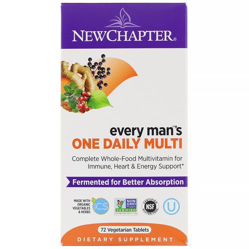 New Chapter, Every Man's One Daily Multi, 72 Vegetarian Tablets فوائد