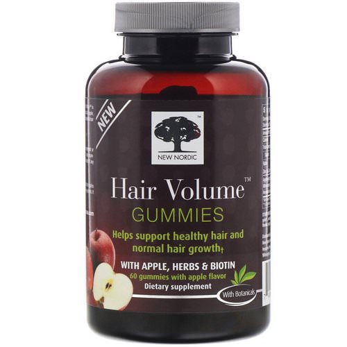 New Nordic, Hair Volume Gummies with Apple, Herbs & Biotin, Apple Flavor, 60 Gummies فوائد
