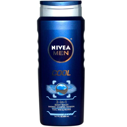 Nivea, Men 3-in-1 Body Wash, Cool, 16.9 fl oz (500 ml) فوائد