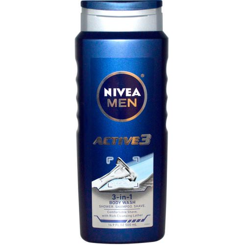 Nivea, Men, 3-in-1 Body Wash, Active 3, 16.9 fl oz (500 ml) فوائد