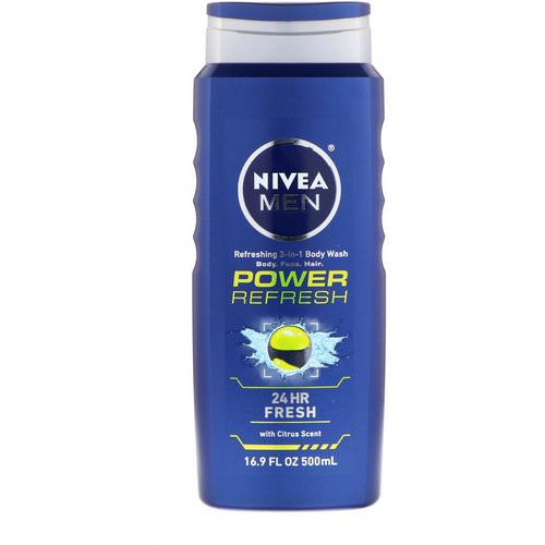Nivea, Men 3-in-1 Body Wash, Power Refresh, 16.9 fl oz (500 ml) فوائد