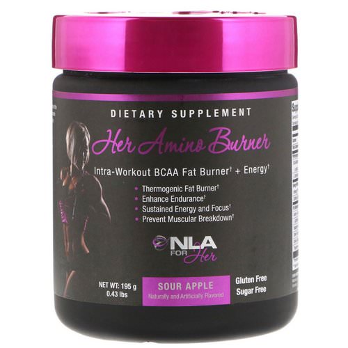 NLA for Her, Her Amino Burner, Intra-Workout BCAA Fat Burner + Energy, Sour Apple, 0.43 lbs (195 g) فوائد