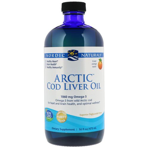 Nordic Naturals, Arctic Cod Liver Oil, Orange Flavor, 16 fl oz (437 ml) فوائد