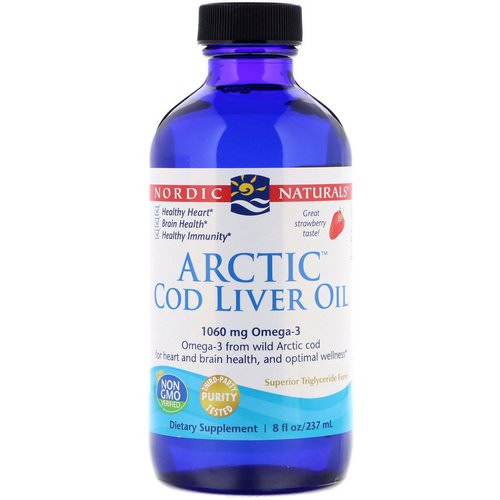 Nordic Naturals, Arctic Cod Liver Oil, Strawberry, 8 fl oz (237 ml) فوائد