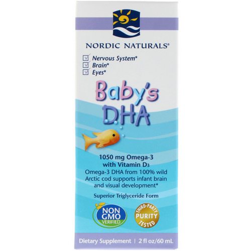 Nordic Naturals, Baby's DHA, with Vitamin D3, 2 fl oz (60 ml) فوائد