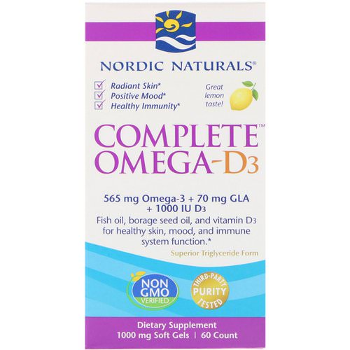 Nordic Naturals, Complete Omega-D3, Lemon, 1,000 mg, 60 Soft Gels فوائد