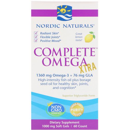 Nordic Naturals, Complete Omega Xtra, Lemon, 1,000 mg, 60 Soft Gels فوائد