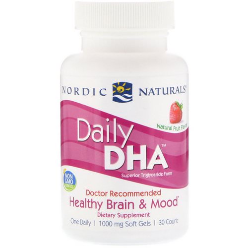 Nordic Naturals, Daily DHA, Natural Fruit Flavor, 1,000 mg, 30 Soft Gels فوائد