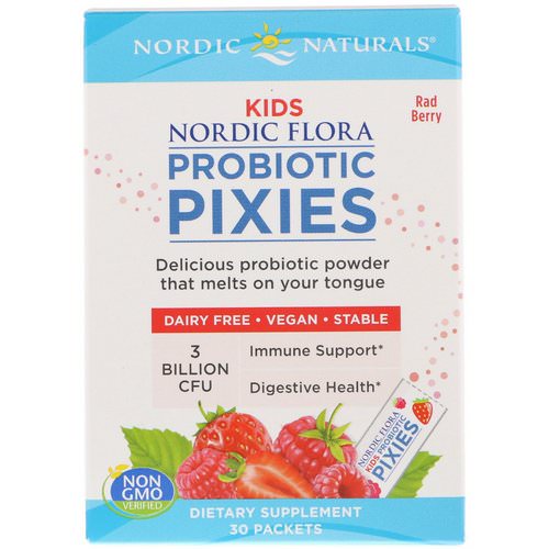 Nordic Naturals, Nordic Flora Kids, Probiotic Pixies, Rad Berry, 3 Billion CFU, 30 Packets فوائد