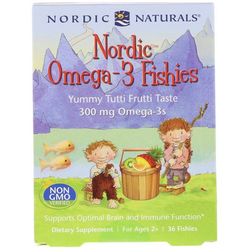 Nordic Naturals, Nordic Omega-3 Fishies, Yummy Tutti Frutti Taste, 300 mg, 36 Fishies فوائد