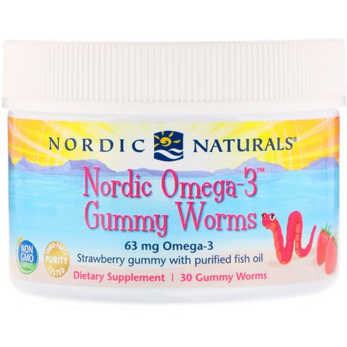 Nordic Naturals, Nordic Omega-3 Gummy Worms, Strawberry Gummy, 30 Gummy Worms فوائد