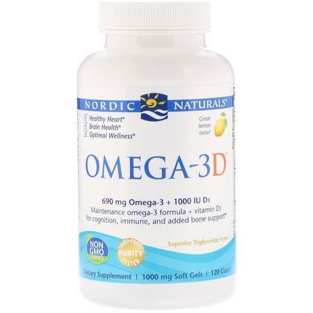 Nordic Naturals Omega-3 Fish Oil D3 Cholecalciferol - D3 Cholecalciferol,فيتامين D,الفيتامينات,زيت السمك أ,ميغا 3