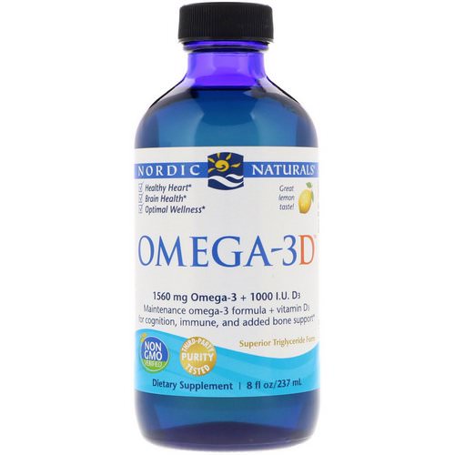 Nordic Naturals, Omega-3D, Lemon, 8 fl oz (237 ml) فوائد