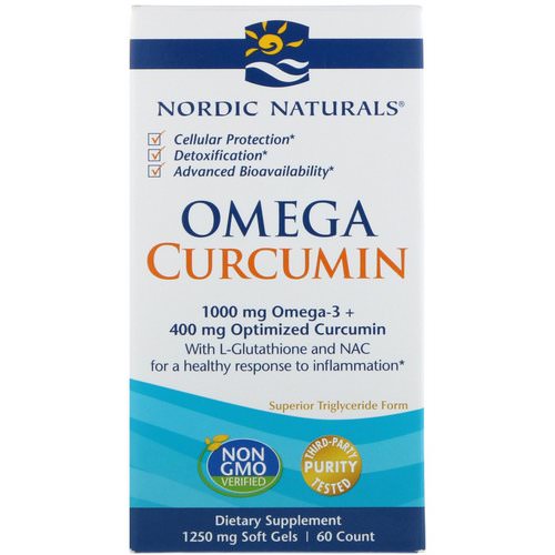 Nordic Naturals, Omega Curcumin, 1250 mg, 60 Soft Gels فوائد