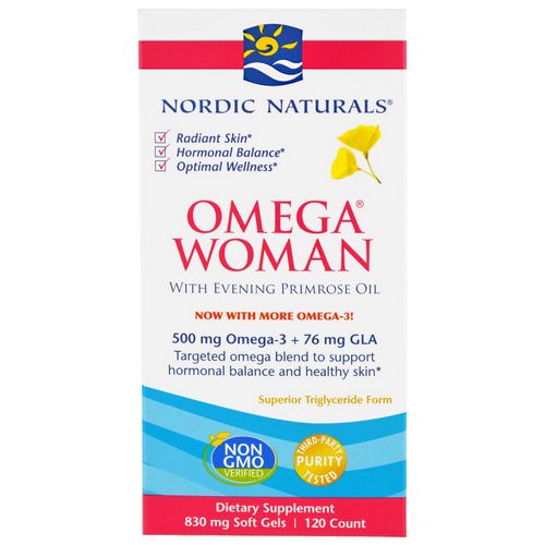 Nordic Naturals, Omega Woman, With Evening Primrose Oil, 830 mg, 120 Soft Gels فوائد