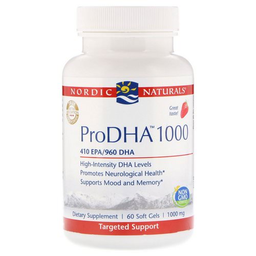 Nordic Naturals, ProDHA 1000, Strawberry, 1,000 mg, 60 Softgels فوائد