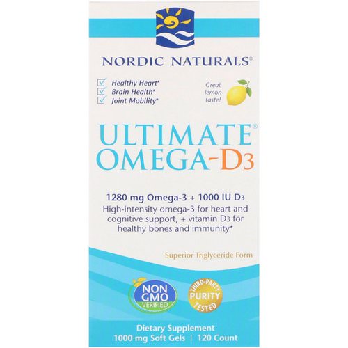 Nordic Naturals, Ultimate Omega-D3, Lemon, 1,000 mg, 120 Soft Gels فوائد