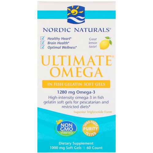Nordic Naturals, Ultimate Omega, Lemon, 1,000 mg, 60 Soft Gels فوائد