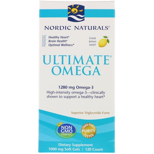 Nordic Naturals, Ultimate Omega, Lemon, 1,280 mg, 120 Soft Gels فوائد