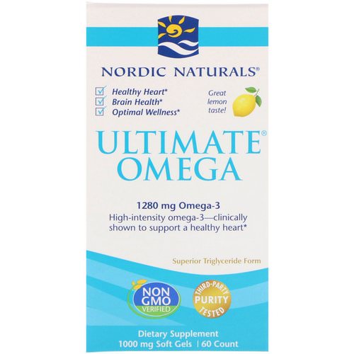 Nordic Naturals, Ultimate Omega, Lemon, 1,280 mg, 60 Soft Gels فوائد