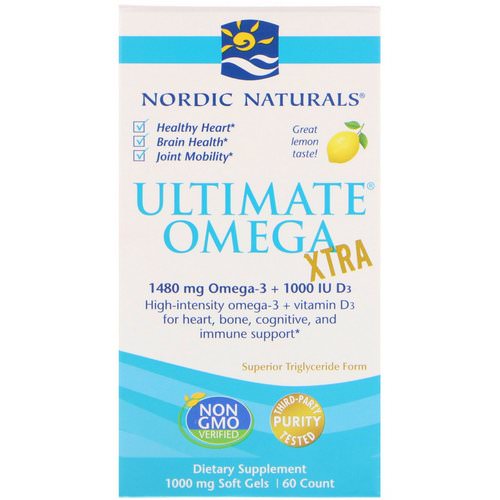 Nordic Naturals, Ultimate Omega Xtra, Lemon, 1,000 mg, 60 Soft Gels فوائد