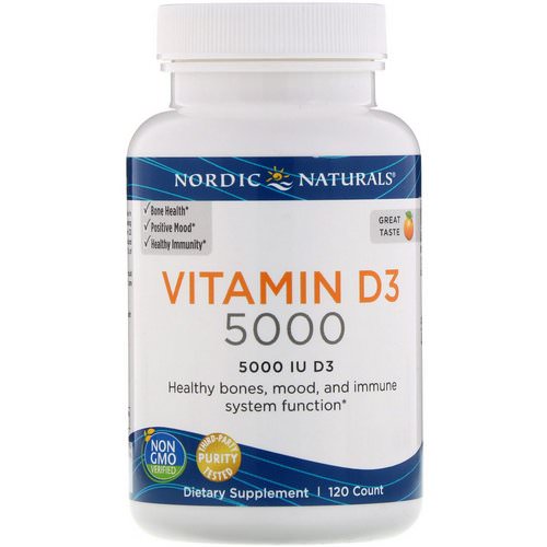 Nordic Naturals, Vitamin D3 5000, Orange, 5000 IU, 120 Soft Gels فوائد