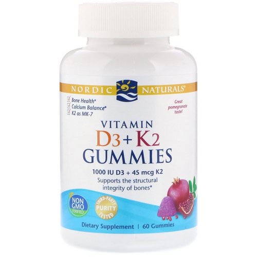 Nordic Naturals, Vitamin D3 + K2 Gummies, Pomegranate, 60 Gummies فوائد