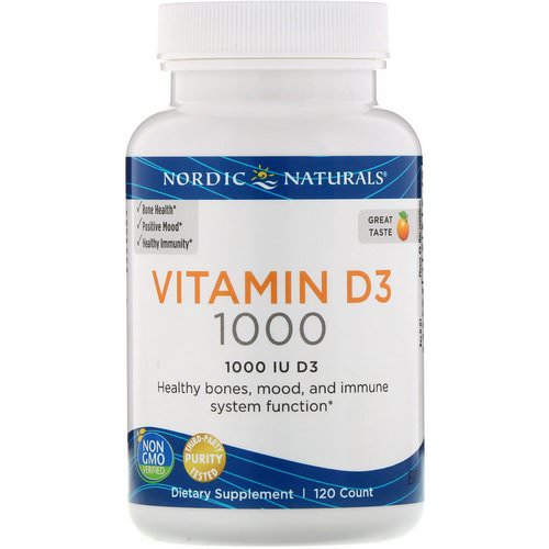 Nordic Naturals, Vitamin D3, Orange, 1000 IU, 120 Count فوائد