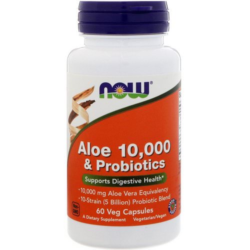 Now Foods, Aloe 10,000 & Probiotics, 60 Veg Capsules فوائد