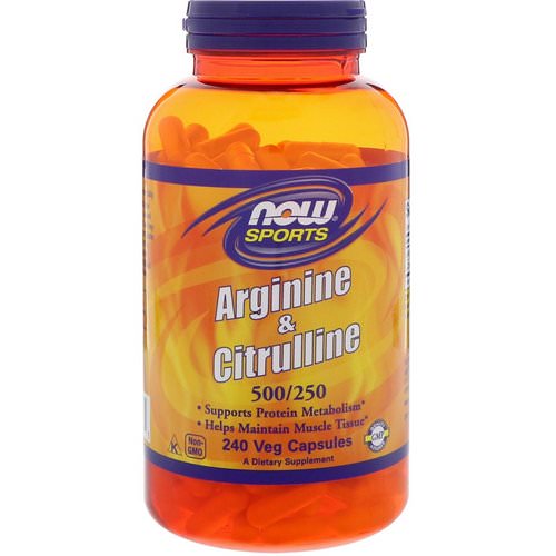 Now Foods, Arginine & Citrulline, 500/250 mg, 240 Veg Capsules فوائد