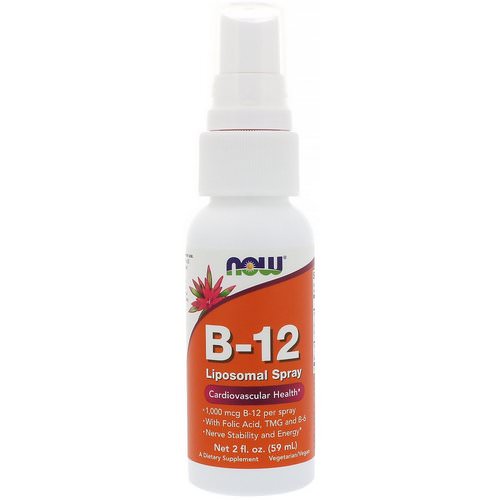 Now Foods, B-12 Liposomal Spray, 1,000 mcg, 2 fl oz (59 ml) فوائد