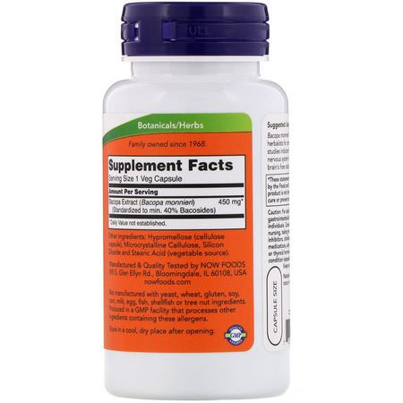 Now Foods, Bacopa Extract, 450 mg, 90 Veg Capsules:Bacopa, Adaptogens