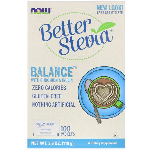 Now Foods, Better Stevia, Balance with Chromium & Inulin, 100 Packets, (1.1 g) Each فوائد