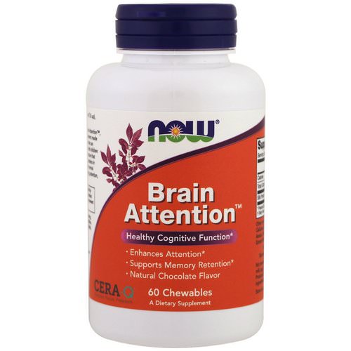 Now Foods, Brain Attention, Natural Chocolate Flavor, 60 Chewables فوائد